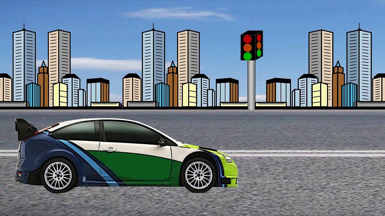 Voitures - Course autour de la ville. Cartoon pour les enfants jusqu'à 5 ans