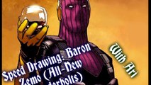 Speed Drawing: Baron Zemo (Superior Thunderbolts) Part 2 - Inking and Coloring