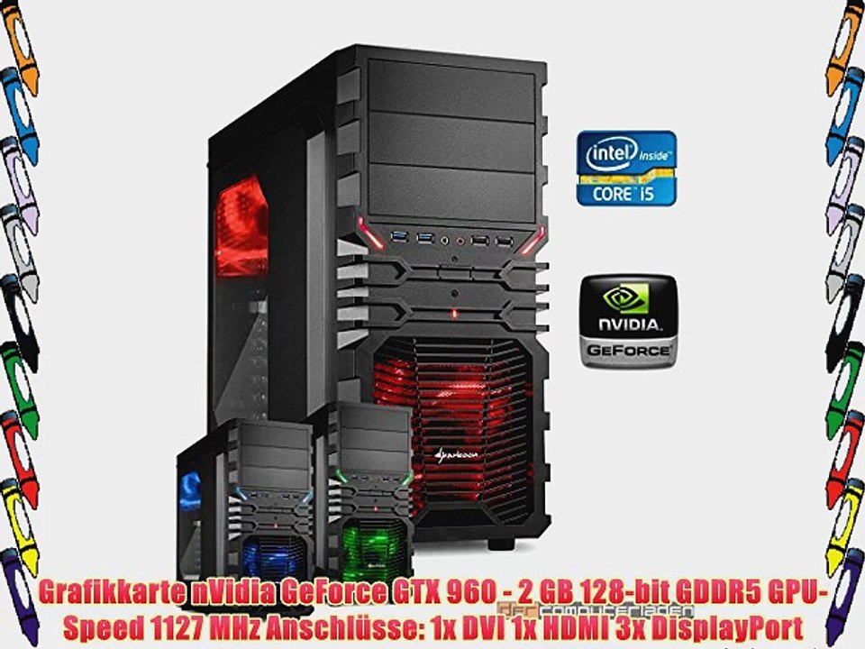 dercomputerladen Gamer PC System Intel i5-4690 4x35 GHz 16GB RAM 2000GB HDD nVidia GTX960 -2GB