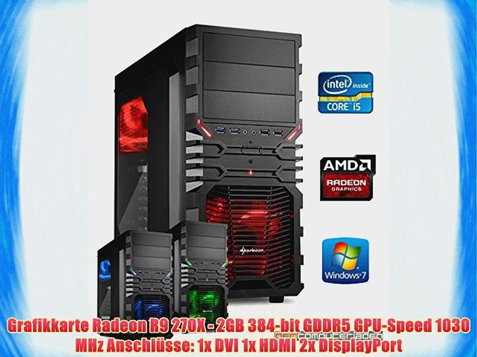 dercomputerladen Gamer PC System Intel i5-4690 4x35 GHz 16GB RAM 2000GB HDD Radeon R9 270X