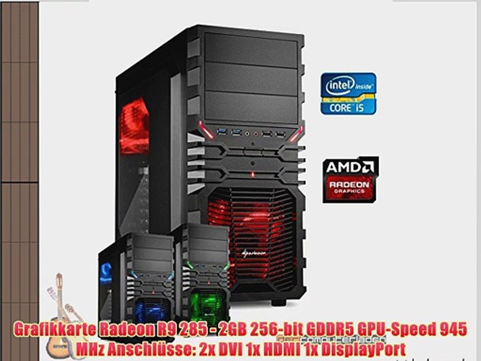dercomputerladen Gamer PC System Intel i5-4690 4x35 GHz 16GB RAM 2000GB HDD Radeon R9 285 -2GB