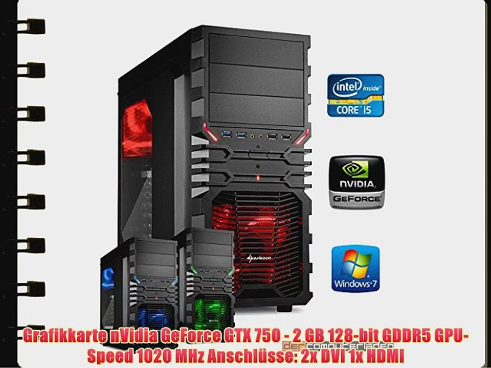 dercomputerladen Gamer PC System Intel i5-4690 4x35 GHz 16GB RAM 500GB HDD nVidia GTX750 -2GB