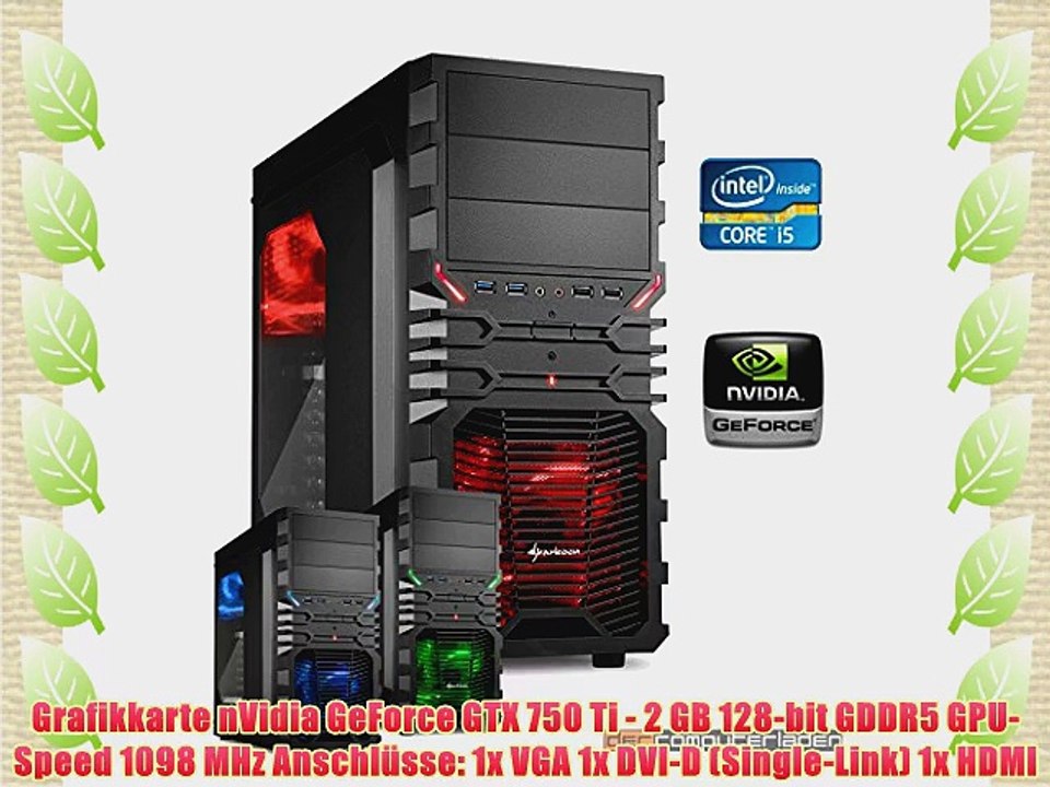 dercomputerladen Gamer PC System Intel i5-4690 4x35 GHz 16GB RAM 500GB HDD nVidia GTX750 Ti
