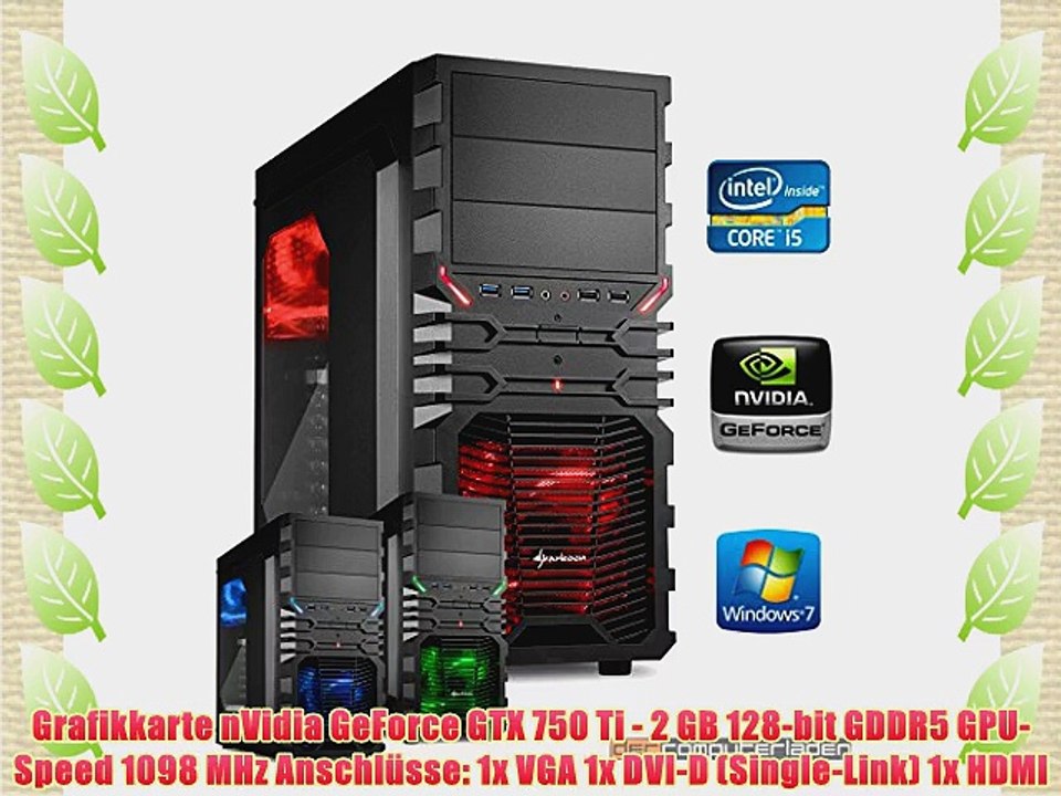 dercomputerladen Gamer PC System Intel i5-4690 4x35 GHz 16GB RAM 500GB HDD nVidia GTX750 Ti