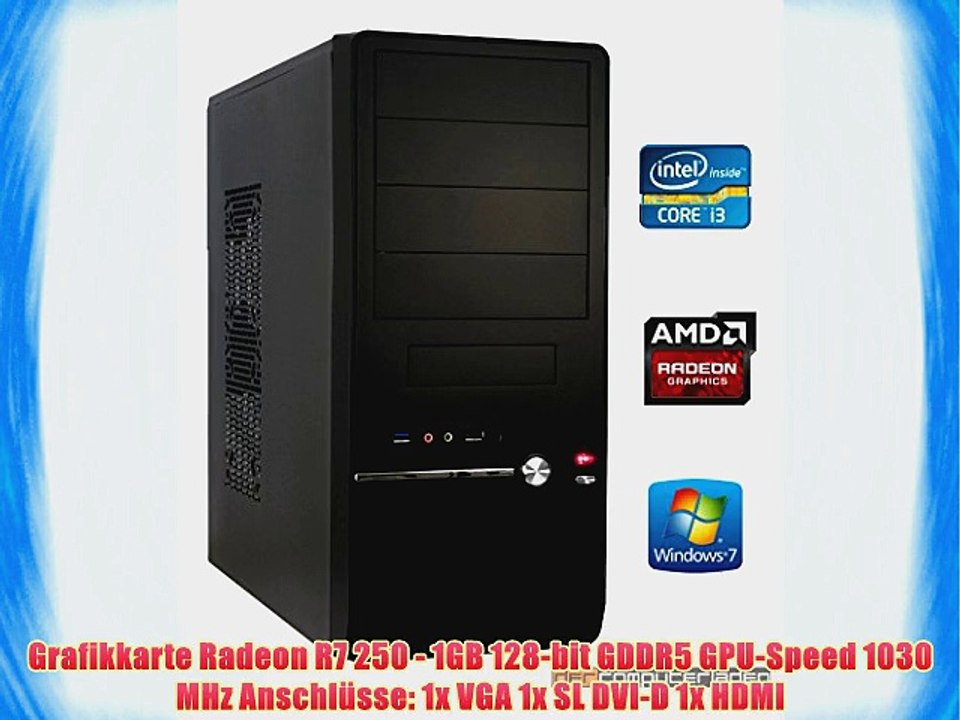 dercomputerladen Office PC System Intel i3-4130 2x34 GHz 4GB RAM 500GB HDD Radeon R7 250 -1GB