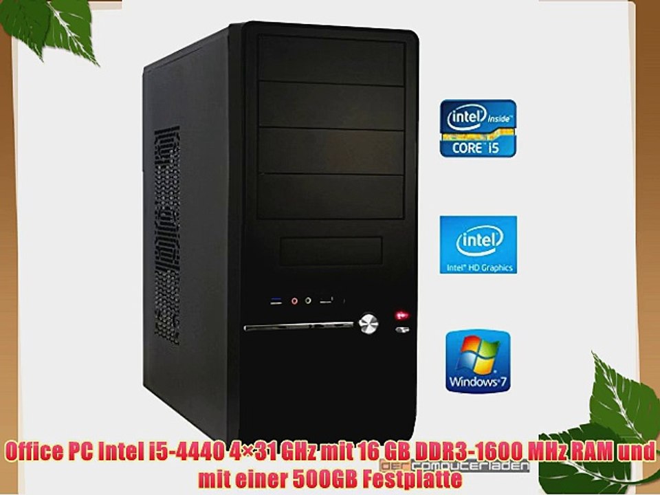 dercomputerladen Office PC System Intel i5-4440 4?31 GHz 16GB RAM 500GB HDD Intel HD Grafik
