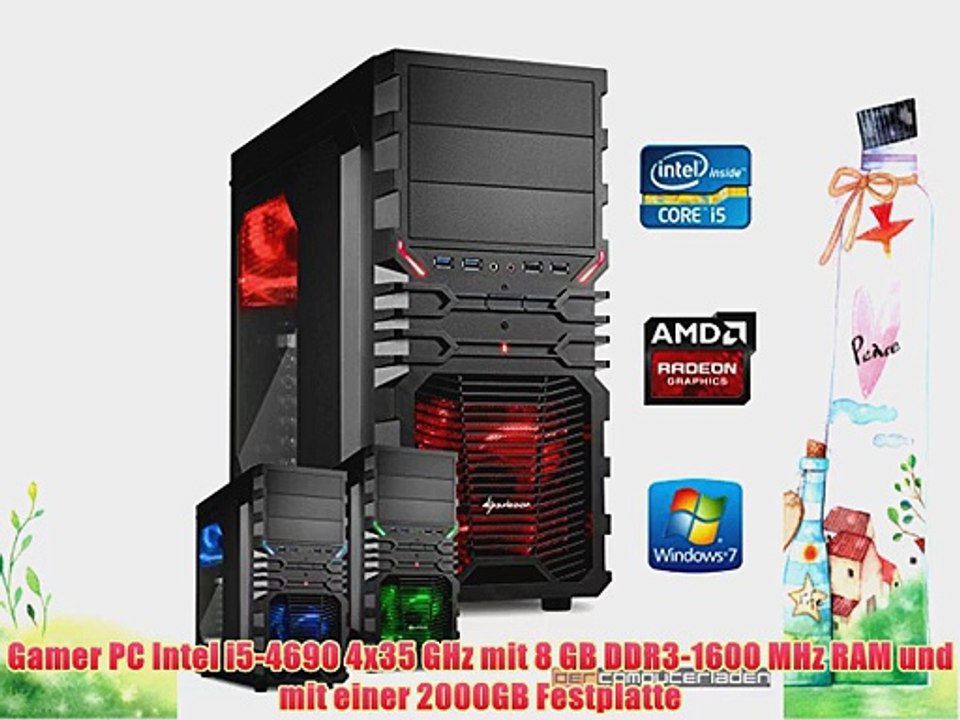 dercomputerladen Gamer PC System Intel i5-4690 4x35 GHz 8GB RAM 2000GB HDD Radeon R9 270X -2GB