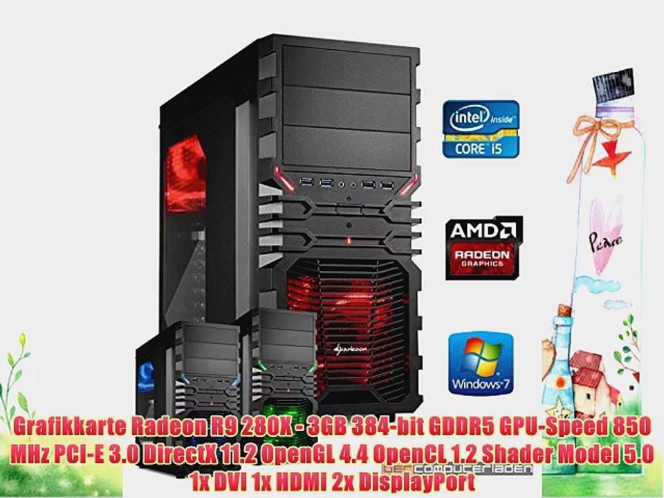 dercomputerladen Gamer PC System Intel i5-4690 4x35 GHz 8GB RAM 2000GB HDD Radeon R9 280X -3GB
