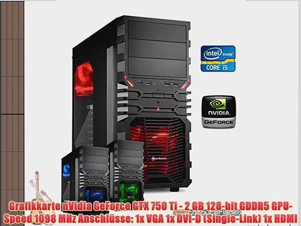 dercomputerladen Gamer PC System Intel i5-4690 4x35 GHz 8GB RAM 500GB HDD nVidia GTX750 Ti