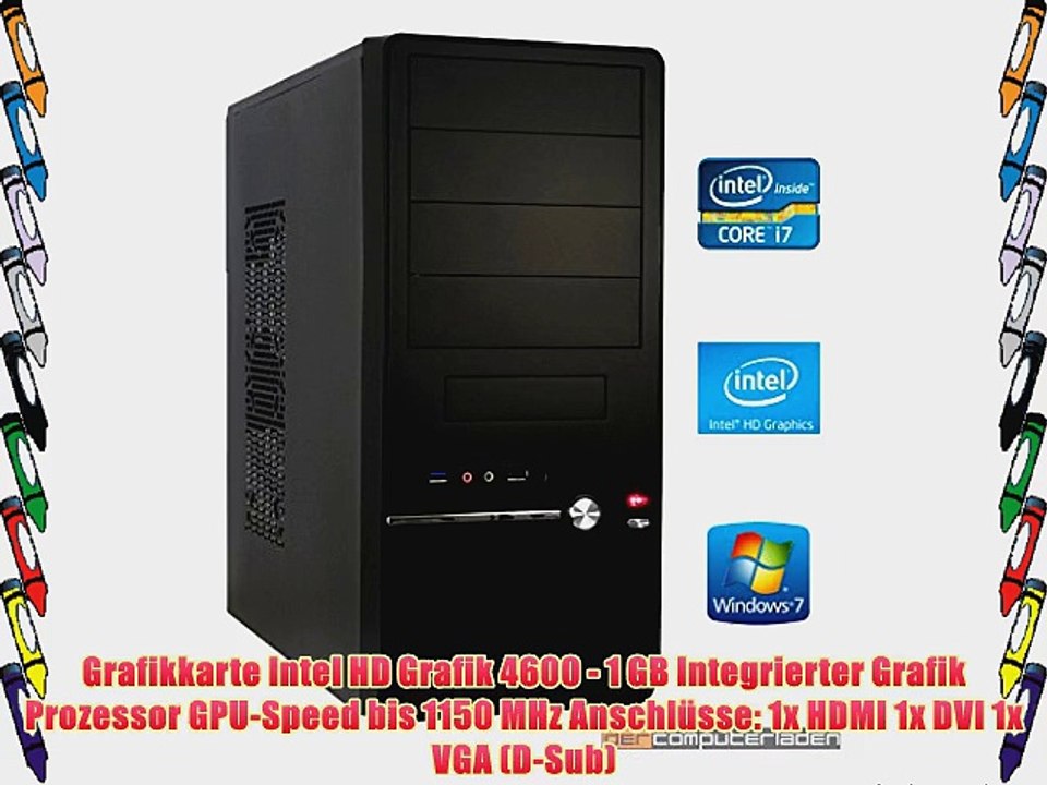 dercomputerladen Office PC System Intel i7-4770 4?34 GHz 16GB RAM 500GB HDD Intel HD Grafik