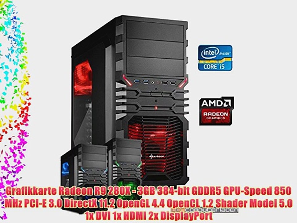 dercomputerladen Gamer PC System Intel i5-4690 4x35 GHz 8GB RAM 500GB HDD Radeon R9 280X -3GB