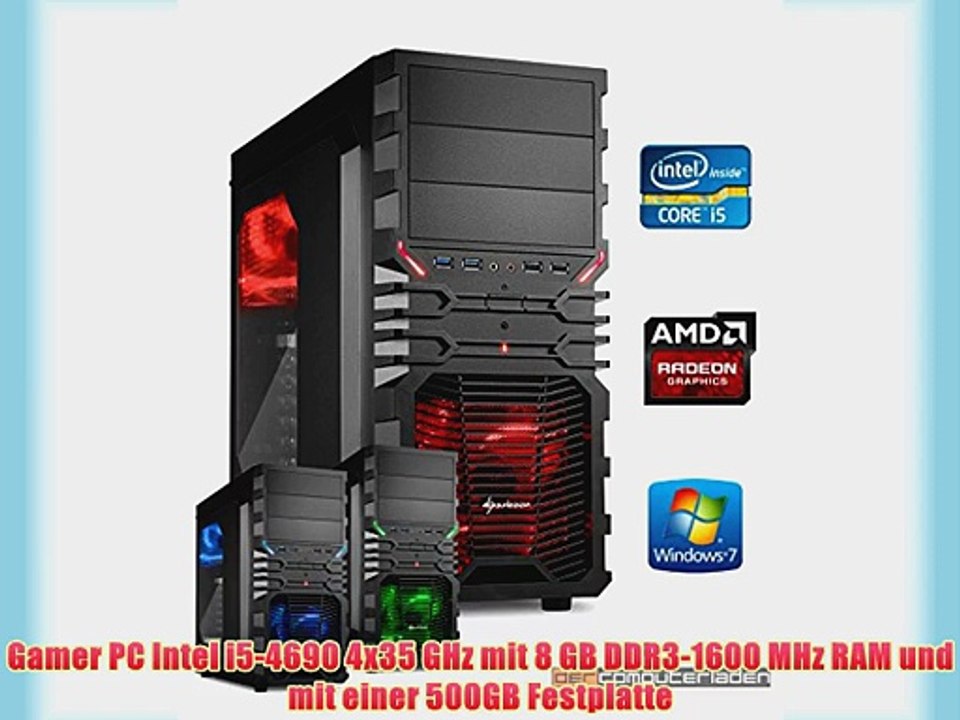 dercomputerladen Gamer PC System Intel i5-4690 4x35 GHz 8GB RAM 500GB HDD Radeon R9 290 -4GB