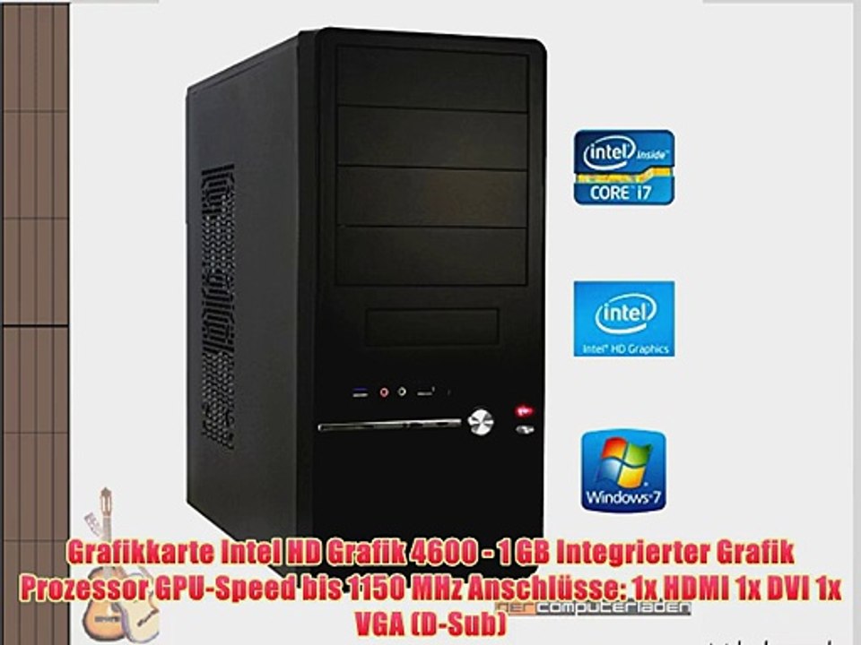 dercomputerladen Office PC System Intel i7-4770 4?34 GHz 4GB RAM 2000GB HDD Intel HD Grafik