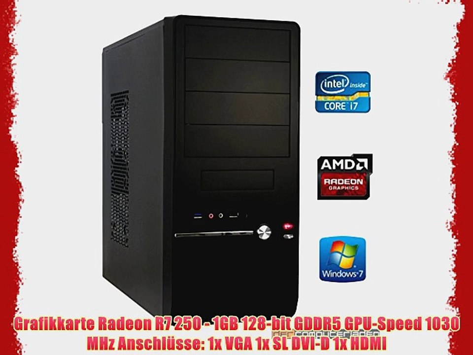 dercomputerladen Office PC System Intel i7-4770 4?34 GHz 4GB RAM 2000GB HDD Radeon R7 250 -1GB