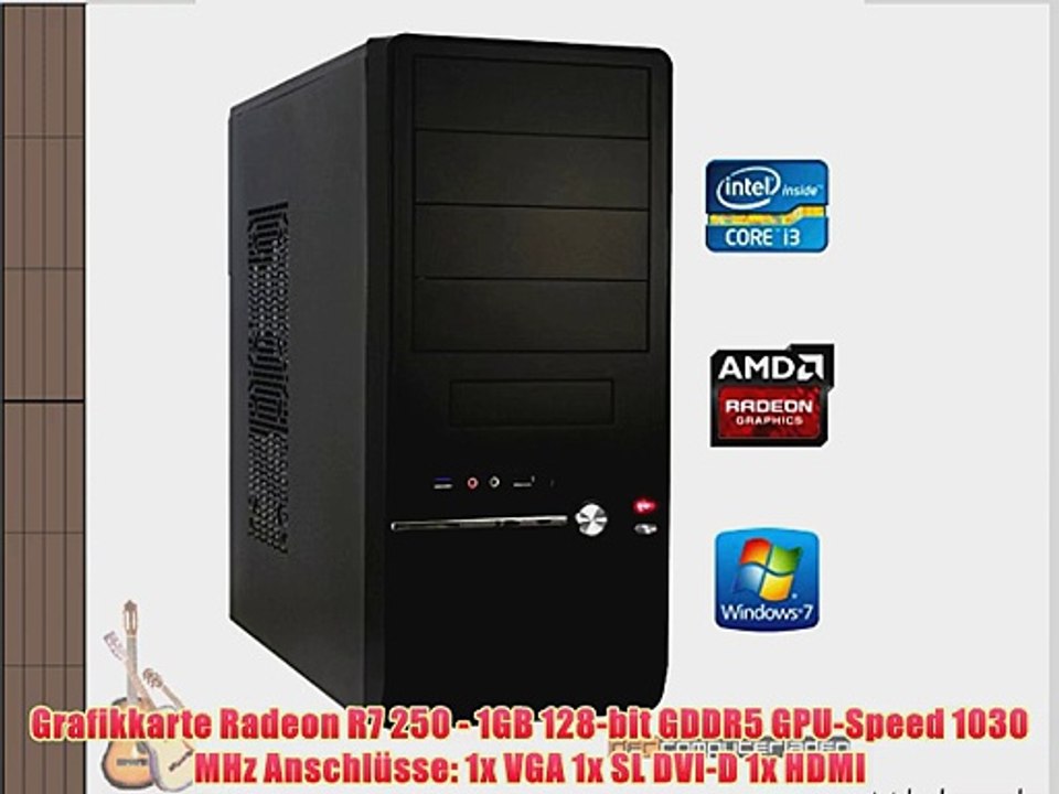 dercomputerladen Office PC System Intel i3-4130 2x34 GHz 16GB RAM 500GB HDD Radeon R7 250 -1GB