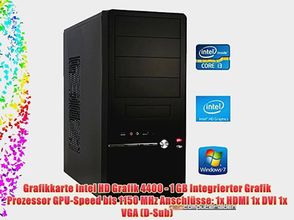 dercomputerladen Office PC System Intel i3-4130 2x34 GHz 4GB RAM 1000GB HDD Intel HD Grafik