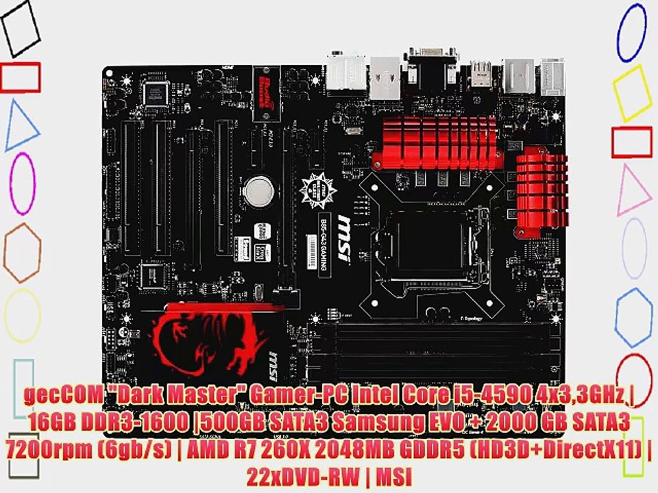 gecCOM Dark Master Gamer-PC Intel Core i5-4590 4x33GHz | 16GB DDR3-1600 |500GB SATA3 Samsung