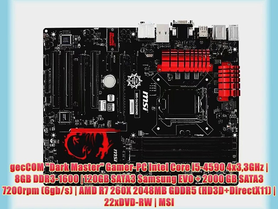 gecCOM Dark Master Gamer-PC Intel Core i5-4590 4x33GHz | 8GB DDR3-1600 |120GB SATA3 Samsung