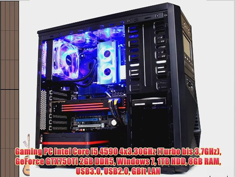 Gaming PC Intel Core i5 4590 4x3.30GHz (Turbo bis 37GHz) GeForce GTX750Ti 2GB DDR5 Windows