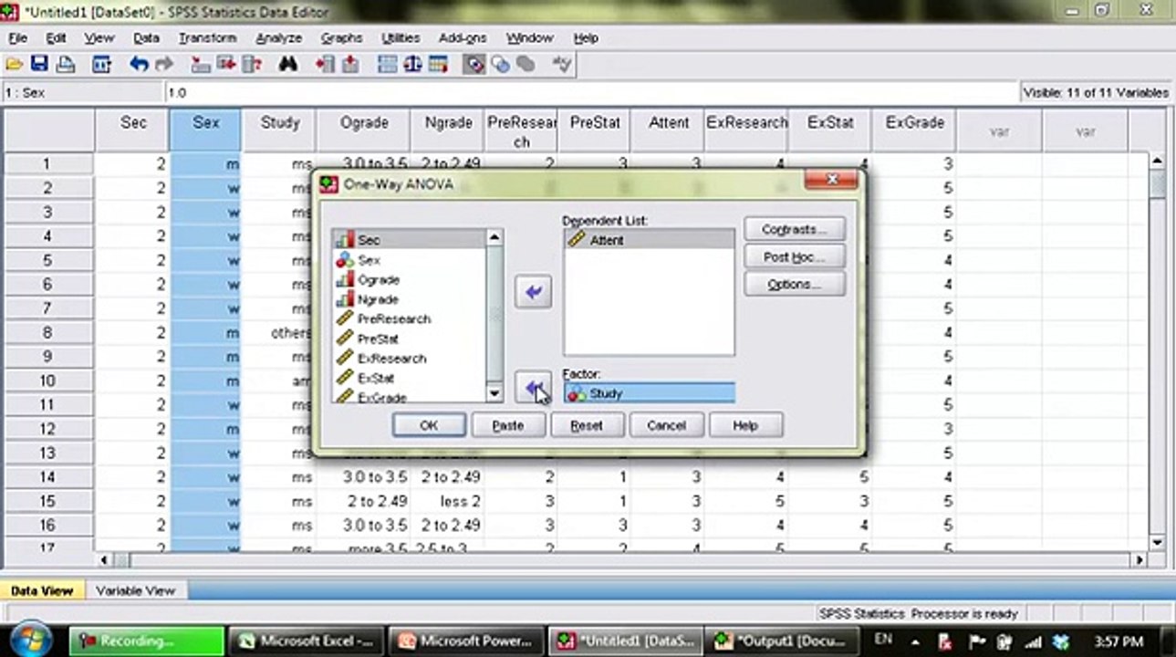 SPSS f-test and t-test