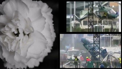 ヘリコプターが鉄柱に激突して墜落 近距離撮影 凄まじい映像