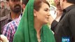 Reham Khan talks with media at Karachi Airport