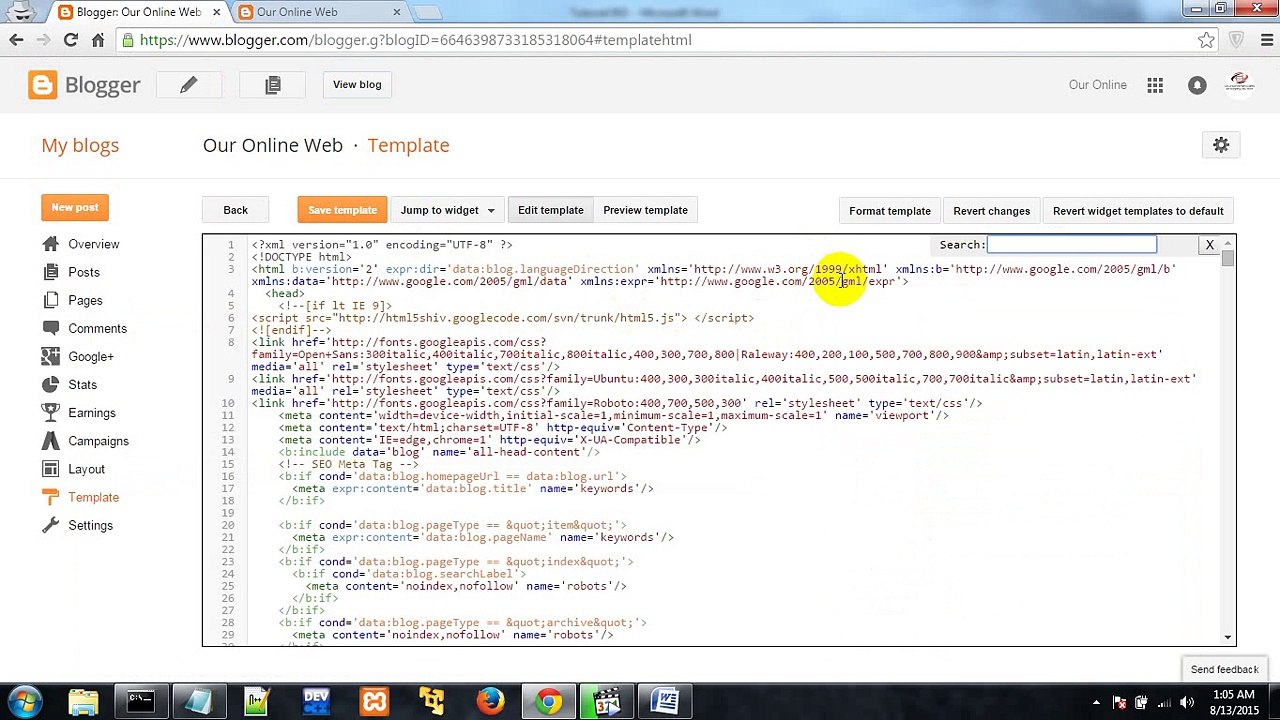 How to customize blogger template menu