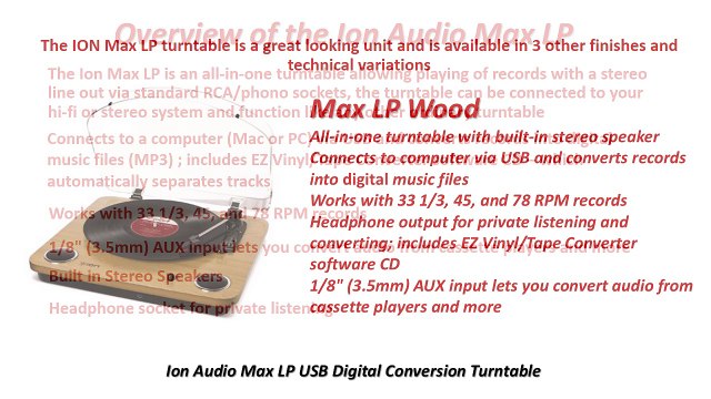 Ion Audio Max LP USB Digital Conversion Turntable