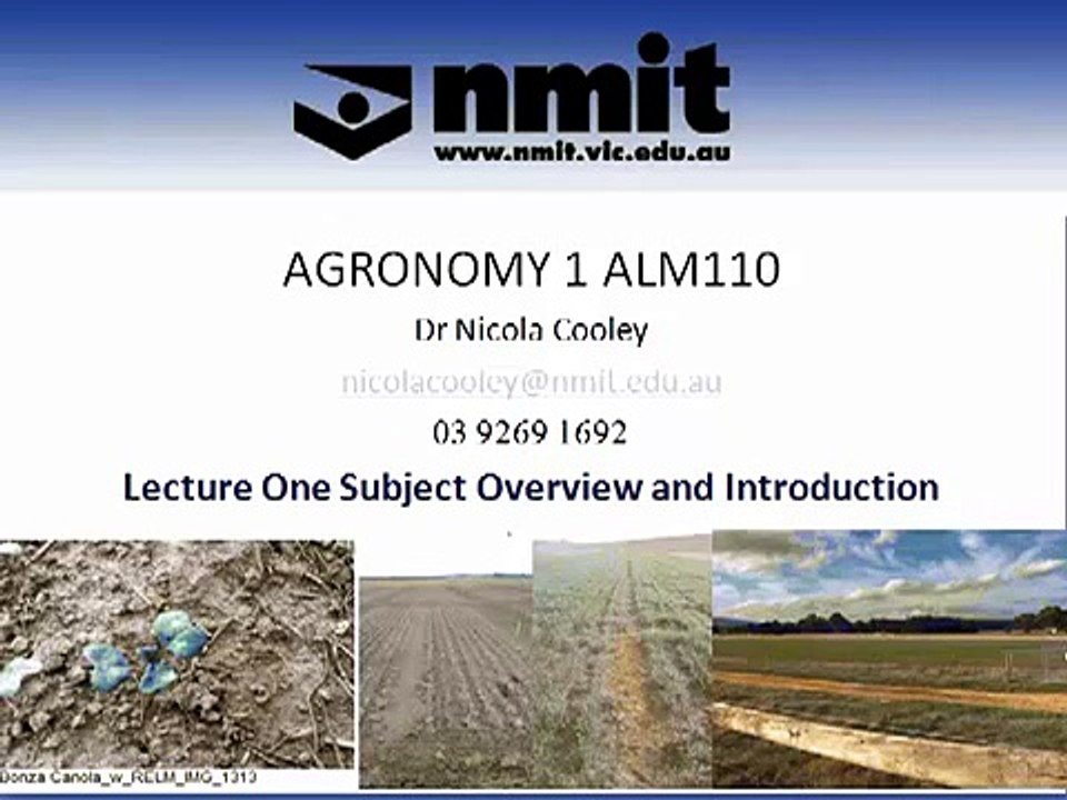 Agronomy 1 ALM110 Lecture 1