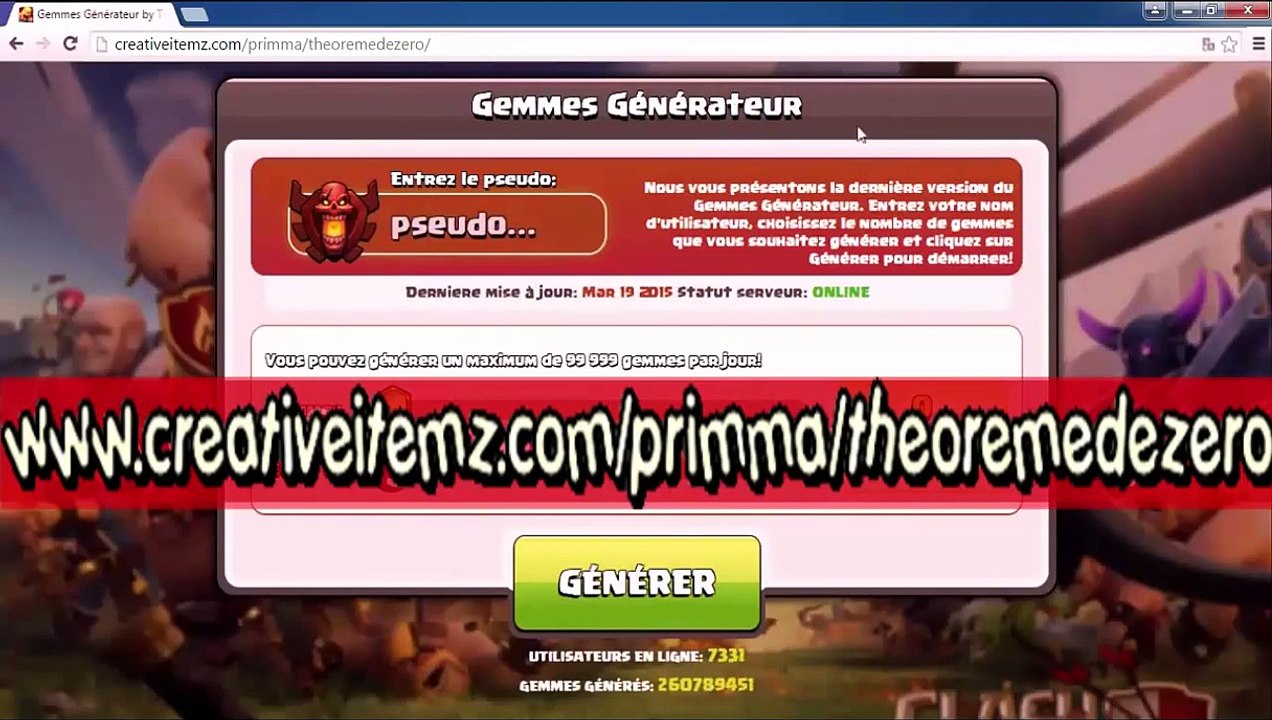 generateur de gemme clash of clan gratuit sans telechargement video Dailymotion