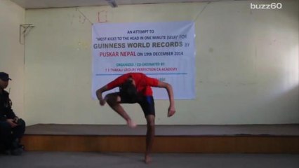 Man kicks himself in the head 134 times to set new world record