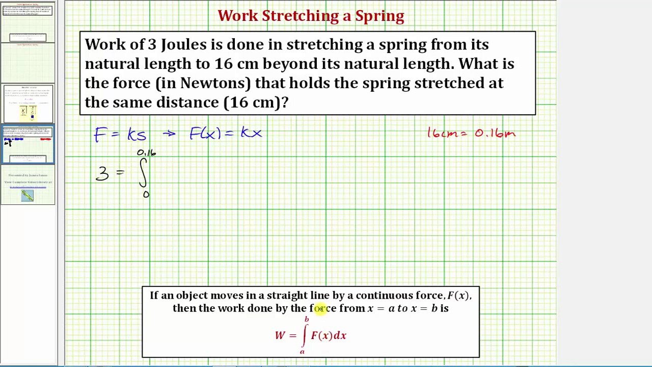 Ex: Find the Force Required to Stretch a Spring (Integration App)
