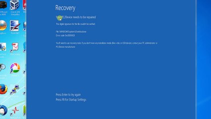 Problem on Windows 10 cannot verify signature 0xc0000428 winload.exe
