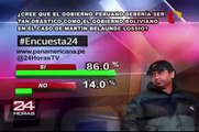 Encuesta 24: 86% cree que el gobierno debería ser tan drástico como Bolivia en caso Belaunde