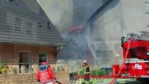 Trier-Ruwer,  Brand einer Lagerhalle und eines Silos