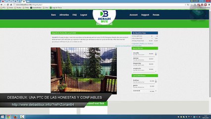 Debadibux: Primer comprobante de esta honesta y fiable PTC (26/05/2015)