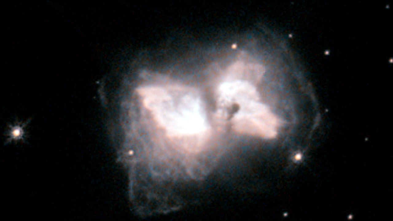 Cosmic butterfly is a nebula known as AFGL 4104, or Roberts 22