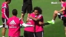 Ronaldo and Marcelo up to their old tricks during Real Madrid training