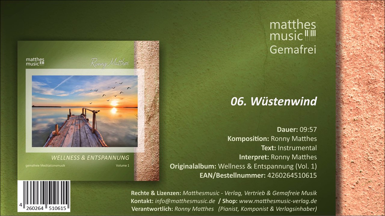 Wüstenwind - Gemafreie Meditationsmusik (06/07) - CD: Wellness & Meditation (Vol. 1)