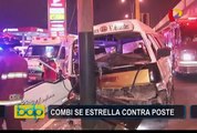 Combi impacta contra poste en Surco: vehículo tiene más de 30 mil soles en papeletas