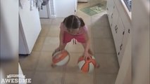 Fille de 8 ans est incroyable au basket dribbles! / 8 year old girll is incredible at dribbling basketballs!
