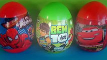 Disney PIXAR Cars egg surprise MARVEL SPIDER MAN surprise egg BEN 10 egg surprise! 3 surpr