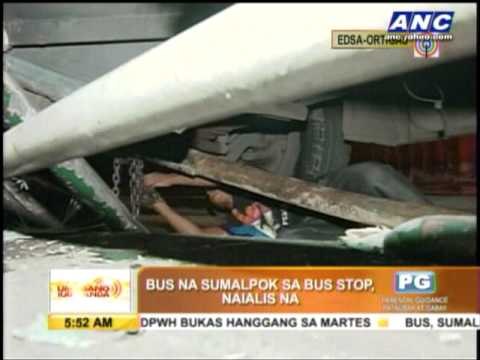 Bus rams EDSA waiting shed; 10 hurt