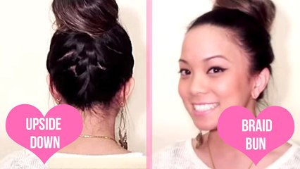 How To Make A Upside Down Braid Bun  - Tutorial