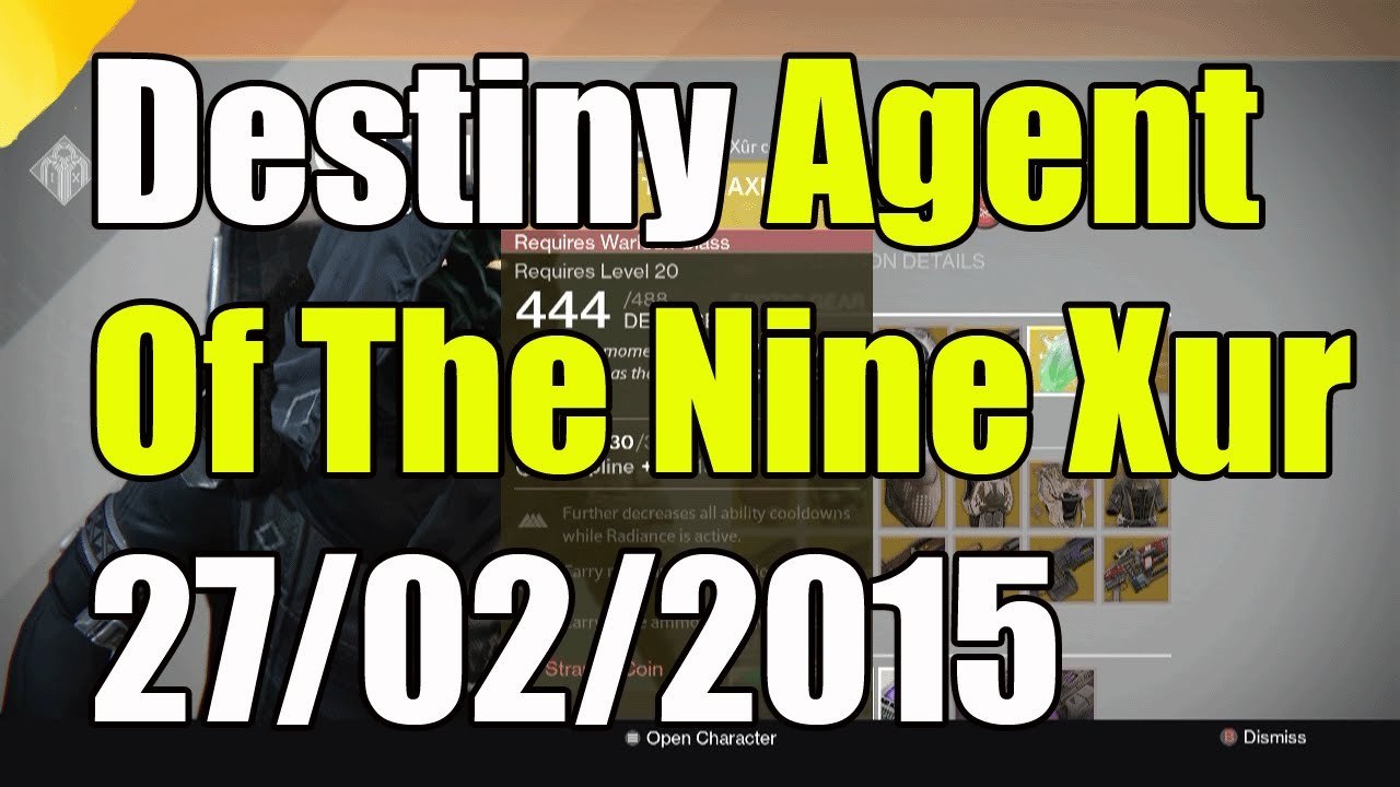Destiny Xur Agent Of The Nine Location And Exotic Items 27/02/2015 "Xur Exotic Items 27/02/2015"