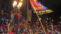 Cup celebrations at Barcelona city center
