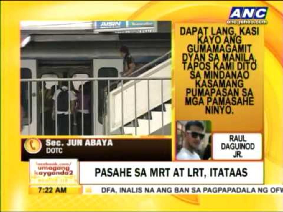 Punto por Punto: Pasahe sa MRT, LRT, tataas