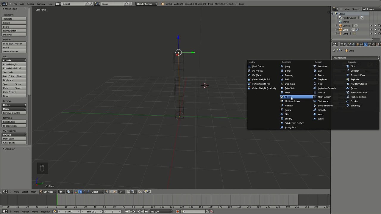 Создание болванки персонажа модификатором Skin в Blender