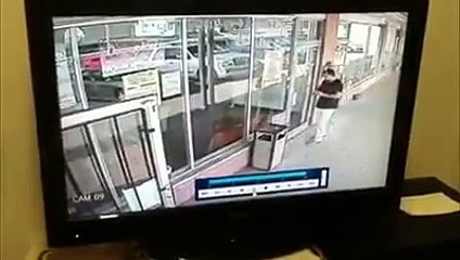 Dramatic Moment Man Cheats Death After Van Smashes Into Shop