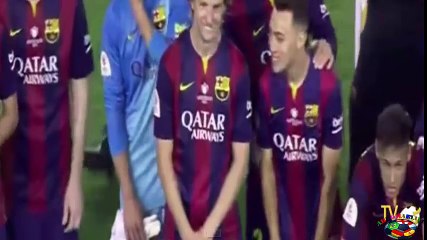 لحظات من تتويج برشلونه في كاس الملك 2015 بعد الفوز على اتلتكو بلباو 3مقابل 1